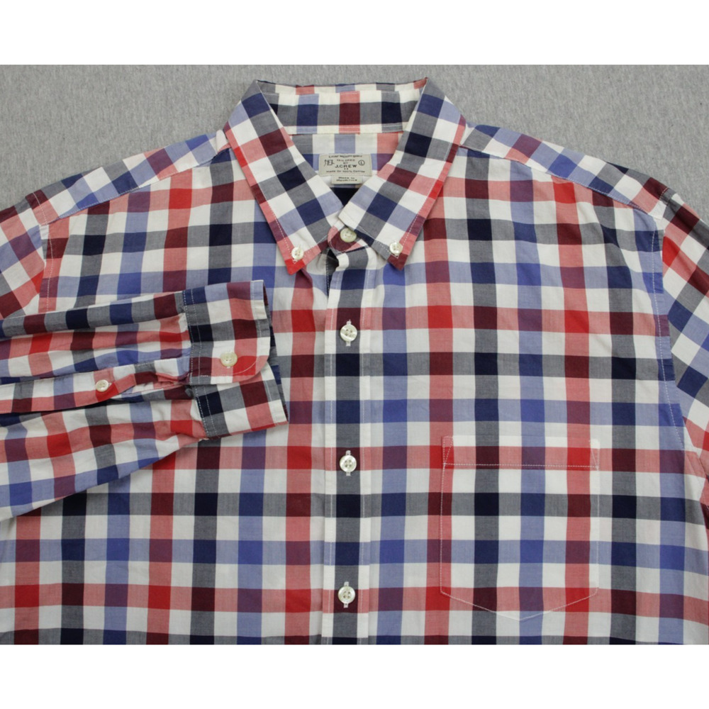 J Crew Shirt Men Large Plaid 100% Cotton Long Sleeve Casual Button Down